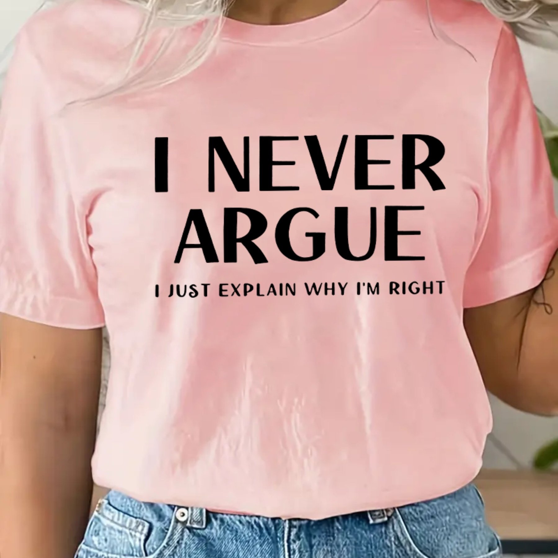 TEMU I Just Why I'm Right. Women's English Print Fashion Casual Sports Short Sleeve