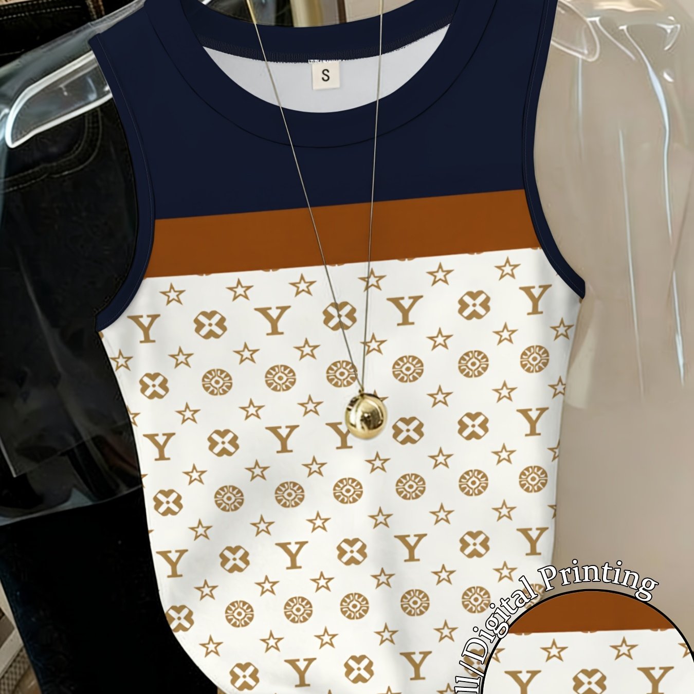 TEMU Fashionable Letter Printed Sleeveless Top Women's Summer Versatile Loose Thin And Breathable Casual Vest Sense Non-mainstream Style Daily Wear