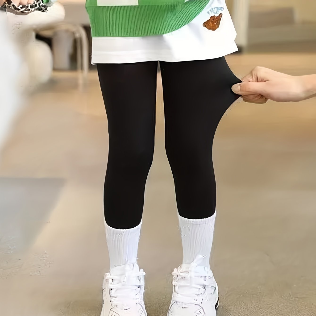 Image of Girls' Yoga Leggings, High-stretch Athletic Pants, Kids' Tight Base Layer Tights, Girls' Thin Trousers, Suitable For Spring Summer Autumn Wear