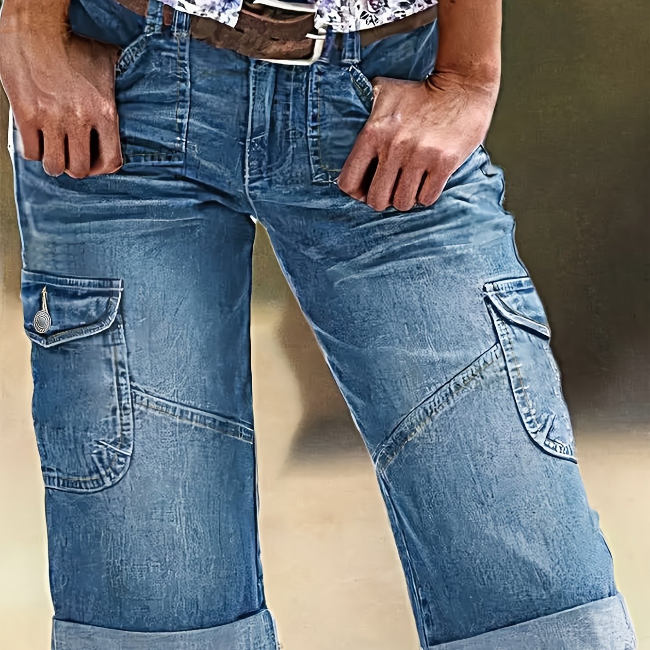 Image of Dk85015-1*women's Blue Denim Shorts High Waisted - Y2k Vintage Washed Stretch Jeans Shorts With Turn-up Hem & Flap Pockets, Slim Fit Casual Summer Shorts For Vacation Daily Outfits Denim Shorts