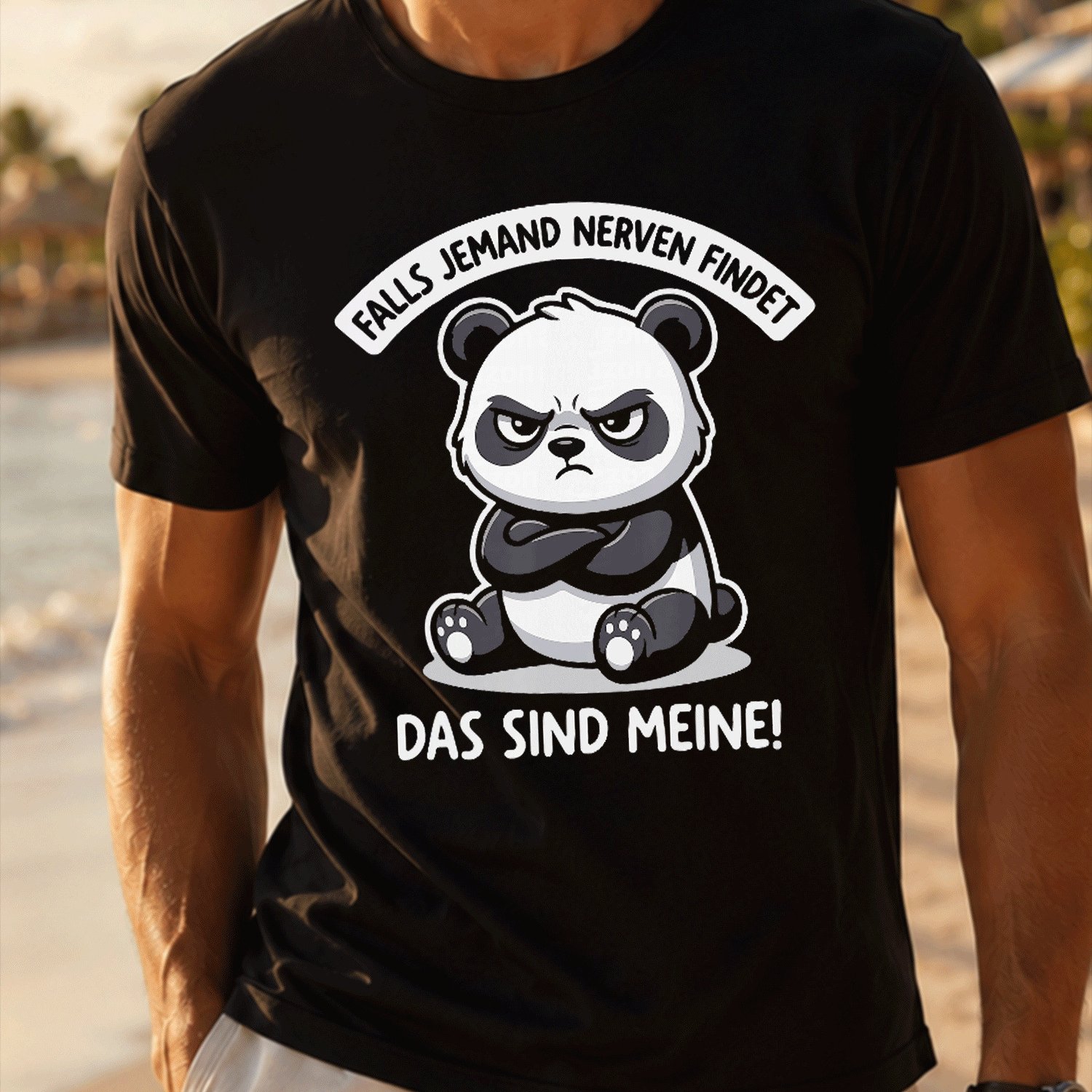 Image of Falls Jemand Nerven Das Sind Meine Panda Bear T-shirt For Men Summer Casual T-shirt- Lightweight Tee For Seaside Vacation, Beach Resort