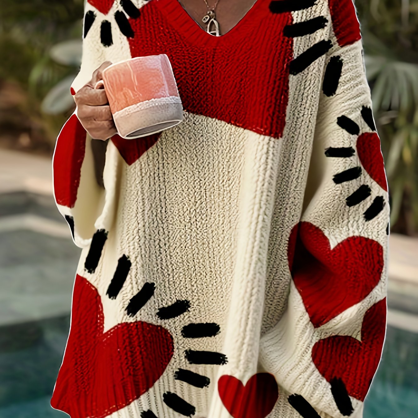 TEMU Plus Size - Plus Size - Pattern Spring New Casual V-neck Printed Style