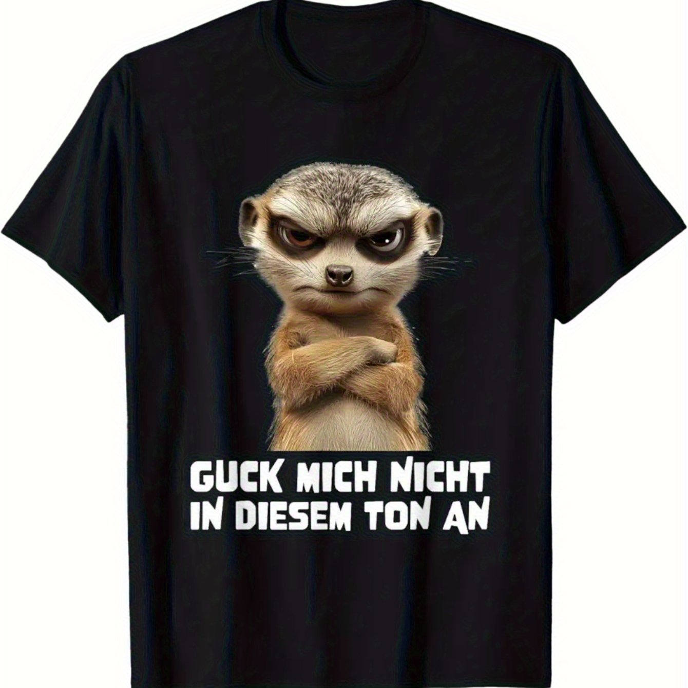 Funny German T-shirt With Angry & Mich Nicht In Diesem Ton An Print- Black Casual Round Neck Short Sleeve Tee For Men& Women, German , Relaxed Fit For Gym& Casual Attire, Machine Washable