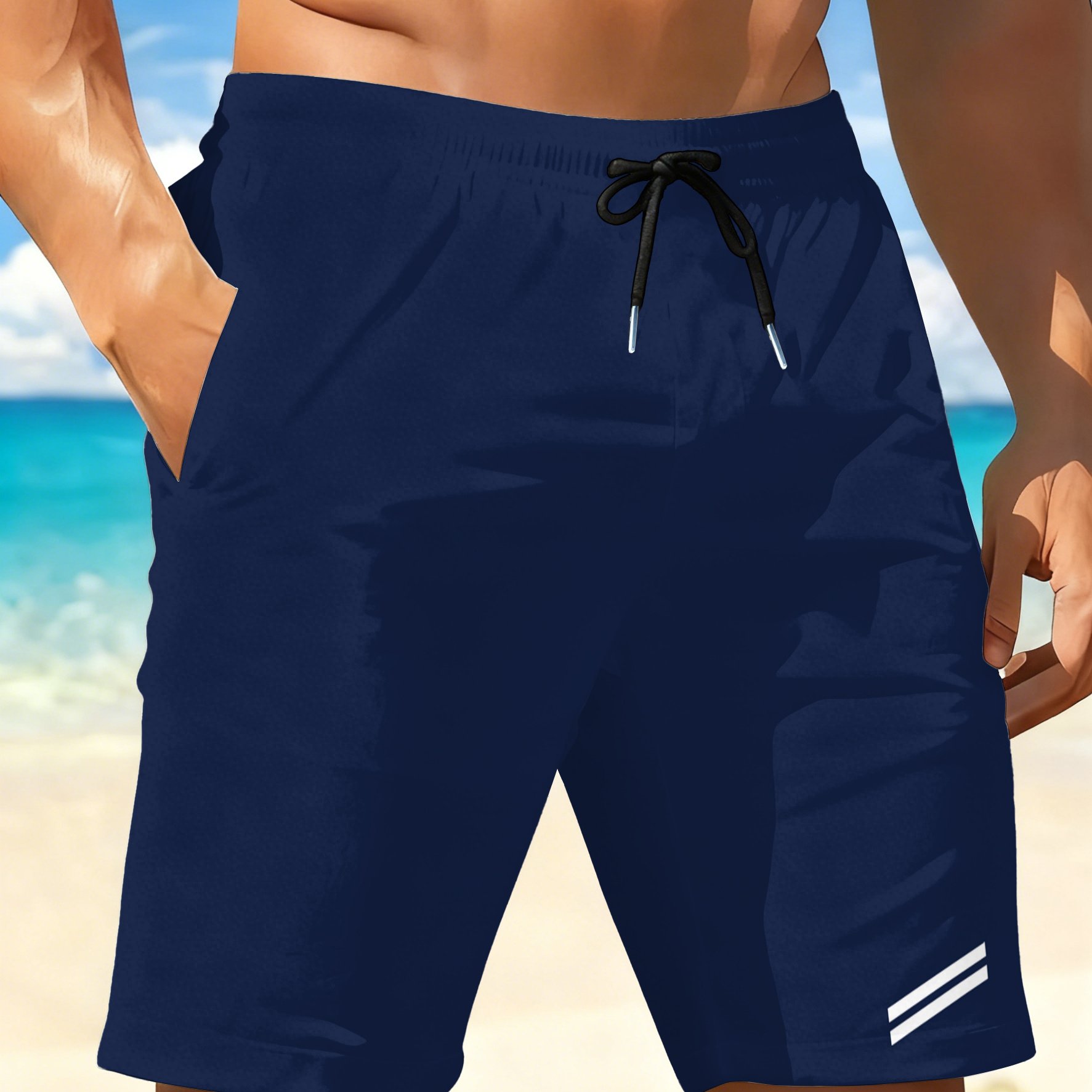 TEMU Men's Quick-dry Breathable Beach Shorts, Featuring Colorful Printed Designs, Elastic Waistband With Drawstring, And Pockets, Shorts Are Perfect