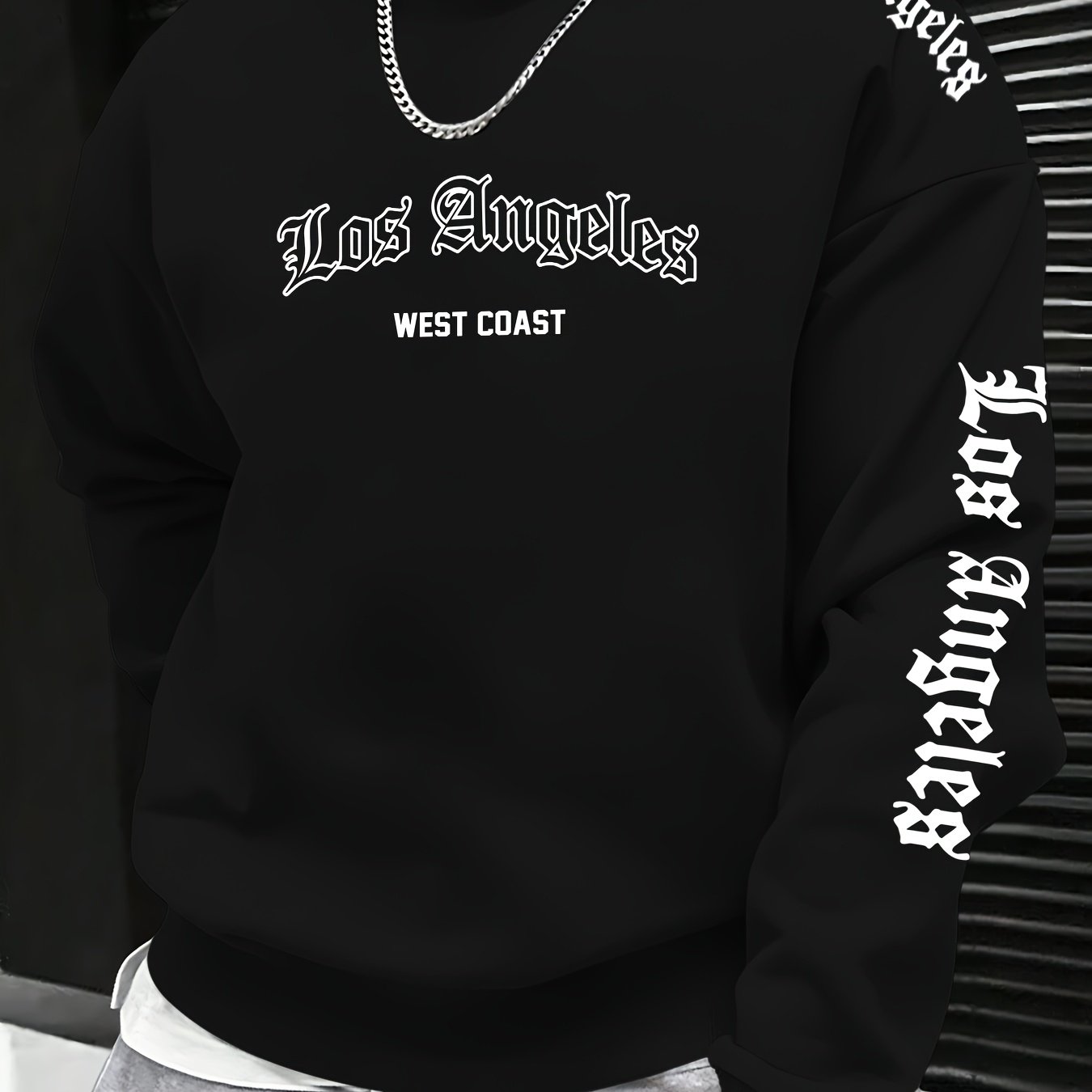 TEMU 's Crew Neck Sweatshirt, Street Fashion Gothic Font Creative Print Sweatshirt