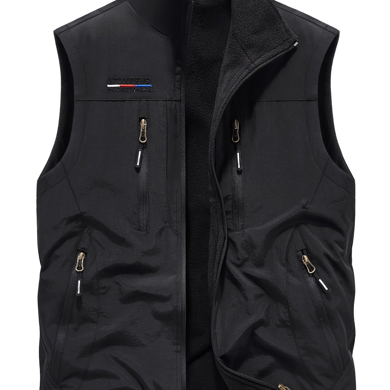 TEMU 2025 Reversible Multi-pocket Vest Outdoor Hiking Solid Color Vest Men's Fishing Vest