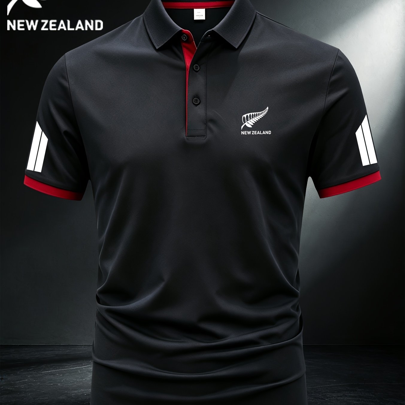 TEMU New Zealand Leaf Size Plus Size Men's Outdoor Golf, Equestrian Casual Collar Short Sleeve, Mature Men's Business Casual , Breathable And