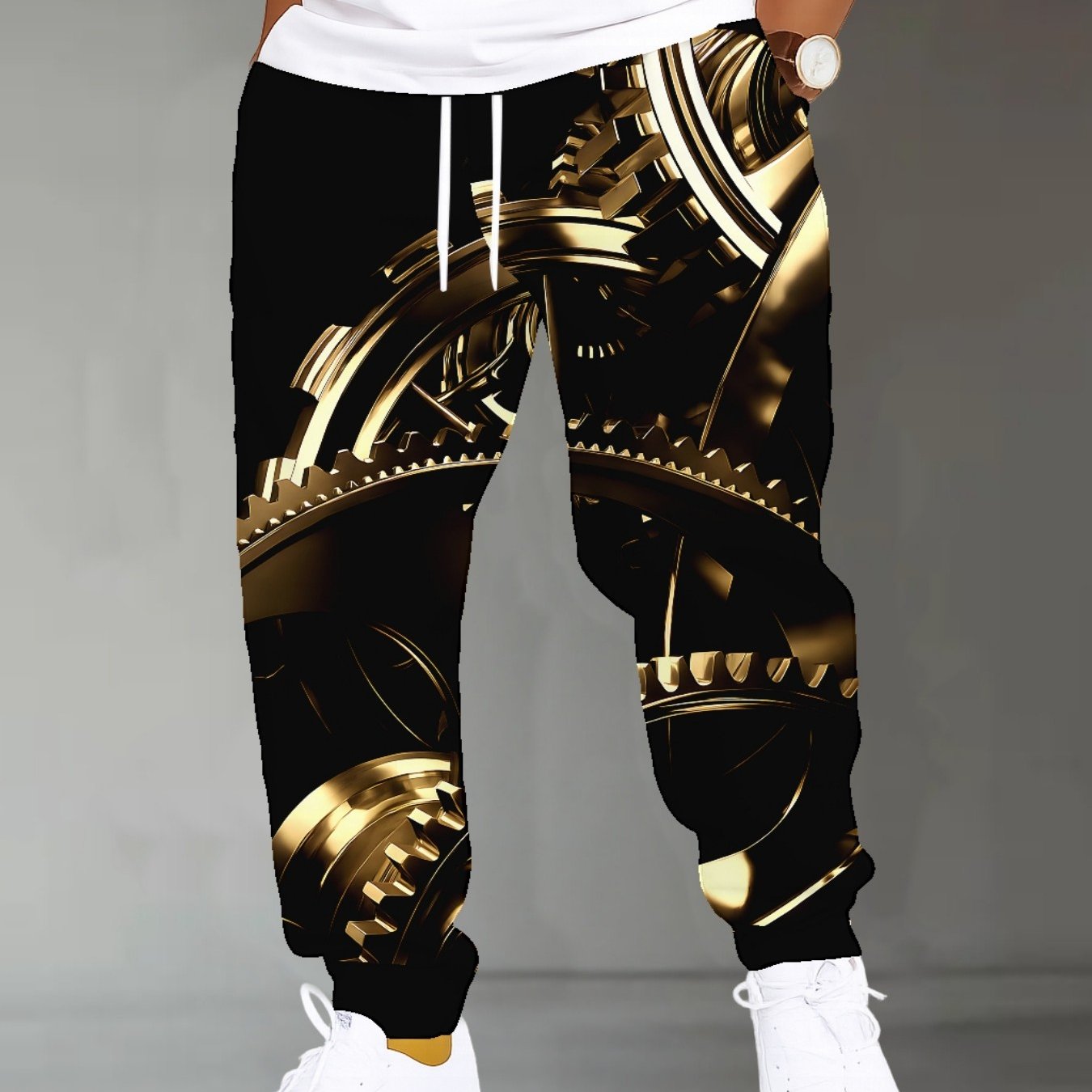 TEMU Men's Black Polyester Jogging Pants / Graphic Print, Lightweight And Breathable, Ideal For Summer Running And Casual Wear, Casual Trousers |