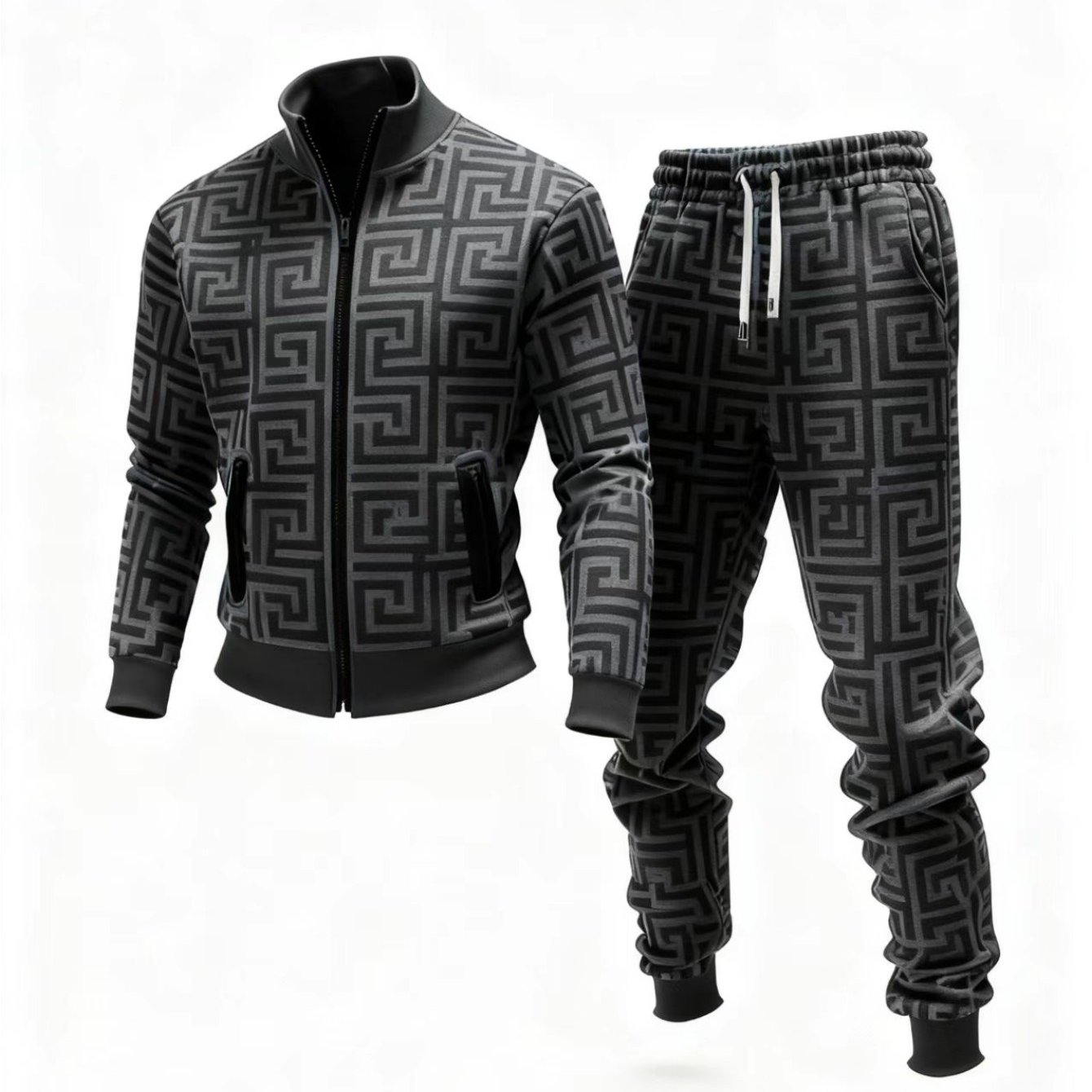 Two-piece Set. This Stylish Men'-piece Tracksuit Includes A Jacket And A Pair Of Sweatpants, Perfect For Outdoor Activities And Makes A Great Holiday Gift