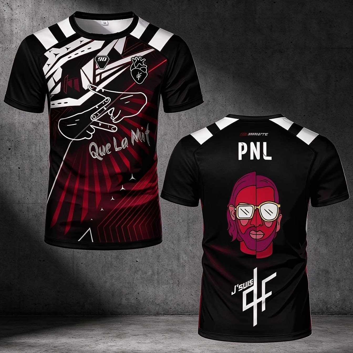 TEMU [Design Imprimé - Non Texturé] Maillot d'entraînement à manches courtes pour hommes et femmes, avec impression " PNL I Am QLF", vêtements pour