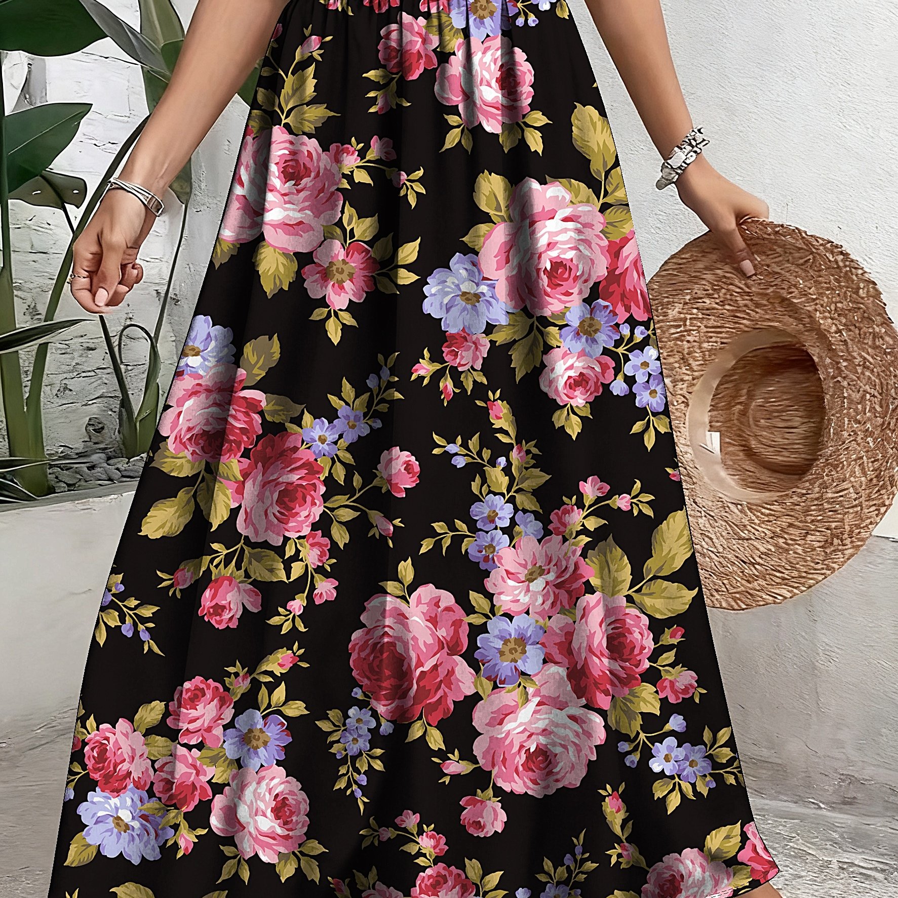 TEMU Plus Size, Elegant A-line Skirt With Elastic Waistband & Hem - Non-stretch Polyester Suitable For Wear, Machine Washable Skirt For,, Wedding