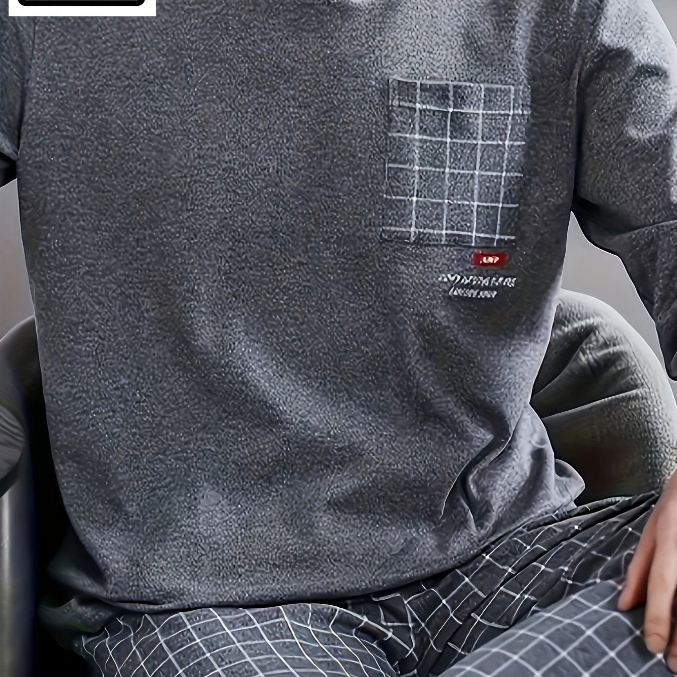 Image of Men's Plus Size Men's Set Pants, Round Neck Design, Polyester And Spandex Blend, Knit Fabric, Suitable For Comfortable Wear