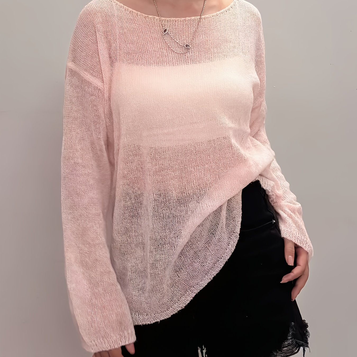 TEMU Women's Top, Beach Style, Casual, Lazy Wool Sweater, 2025 New Arrival