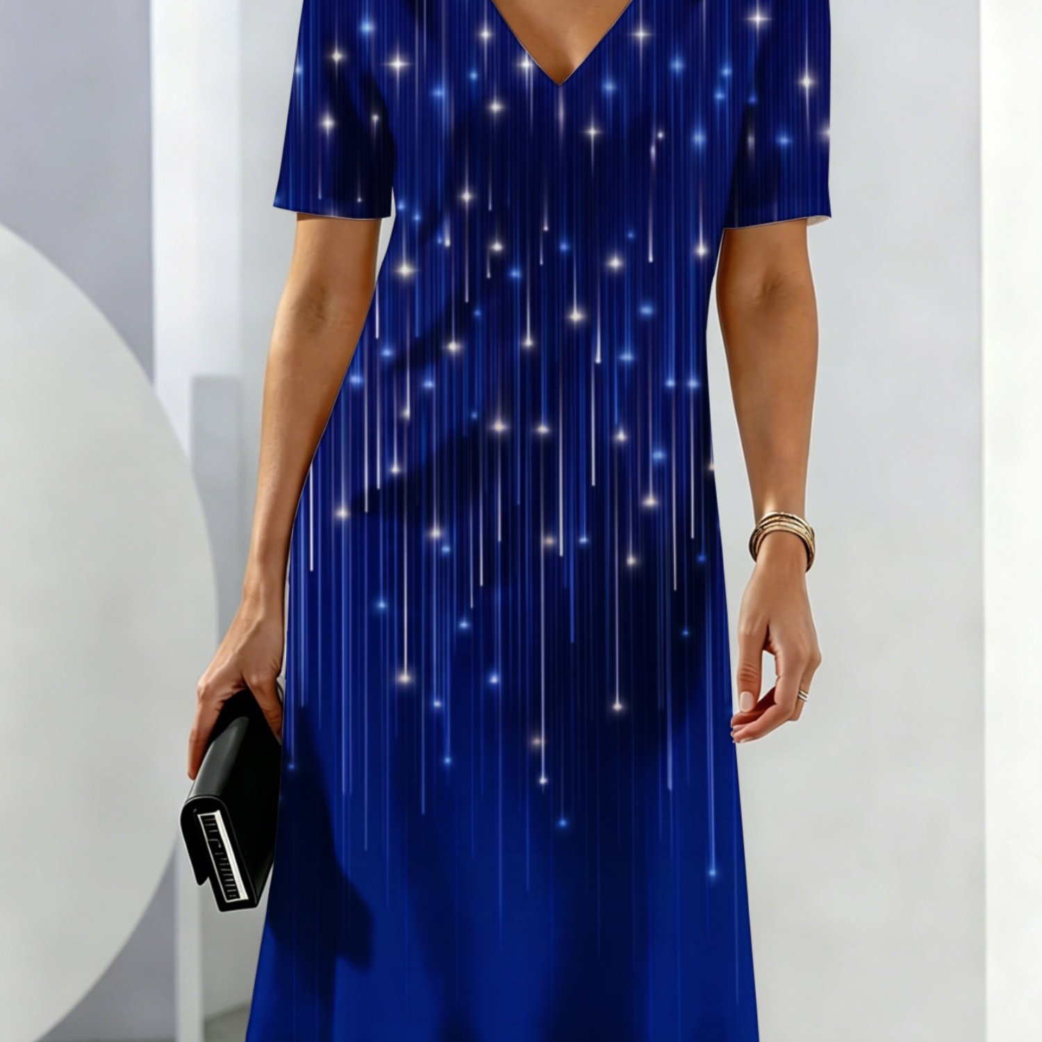 Image of Women's Summer Dresses Starlight Pattern Print Dress Breathable And Comfortable Summer Wear Cool And Breathable Summer Dress Elegant Style