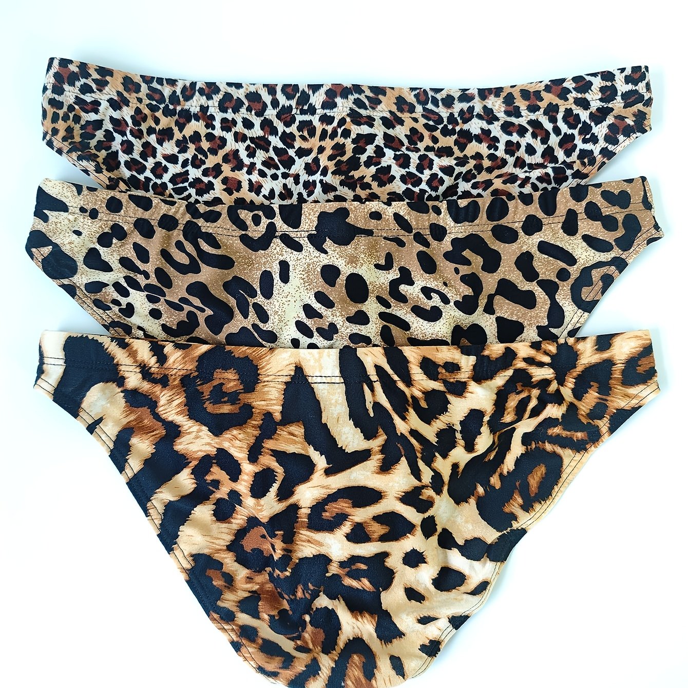 Fashionable Trendy Tiger Print Floral Leopard Dot Triangle Panties 3pcs