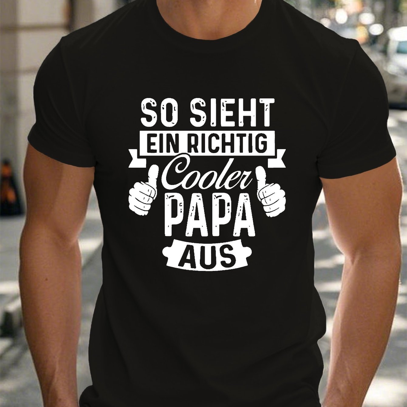 E-shop Herren Lustiges "German Daddy" Textdruck Kurzarm T-Shirt - Rundhals Sommeroberteil für Deutsch-Themen-Events & Casual Outfits -