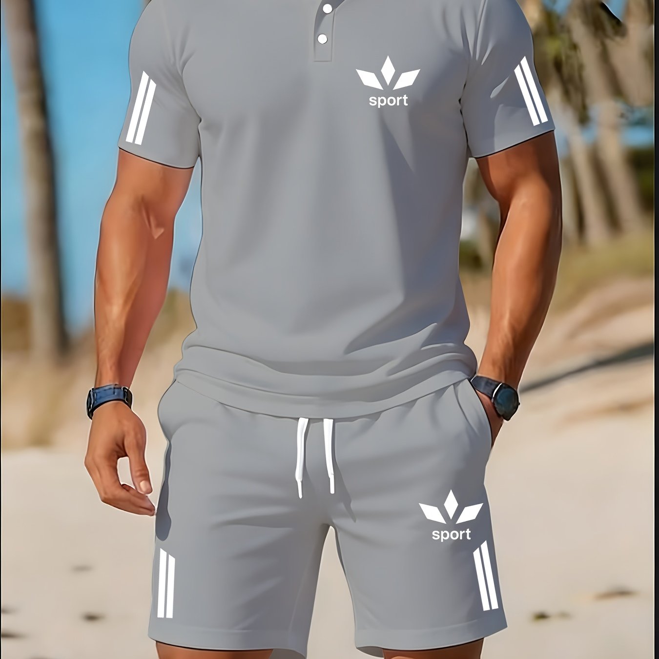 TEMU Men's Golf Shorts Outfit, Casual Streetwear For Leisure, Dating And Light Outdoor Activities
