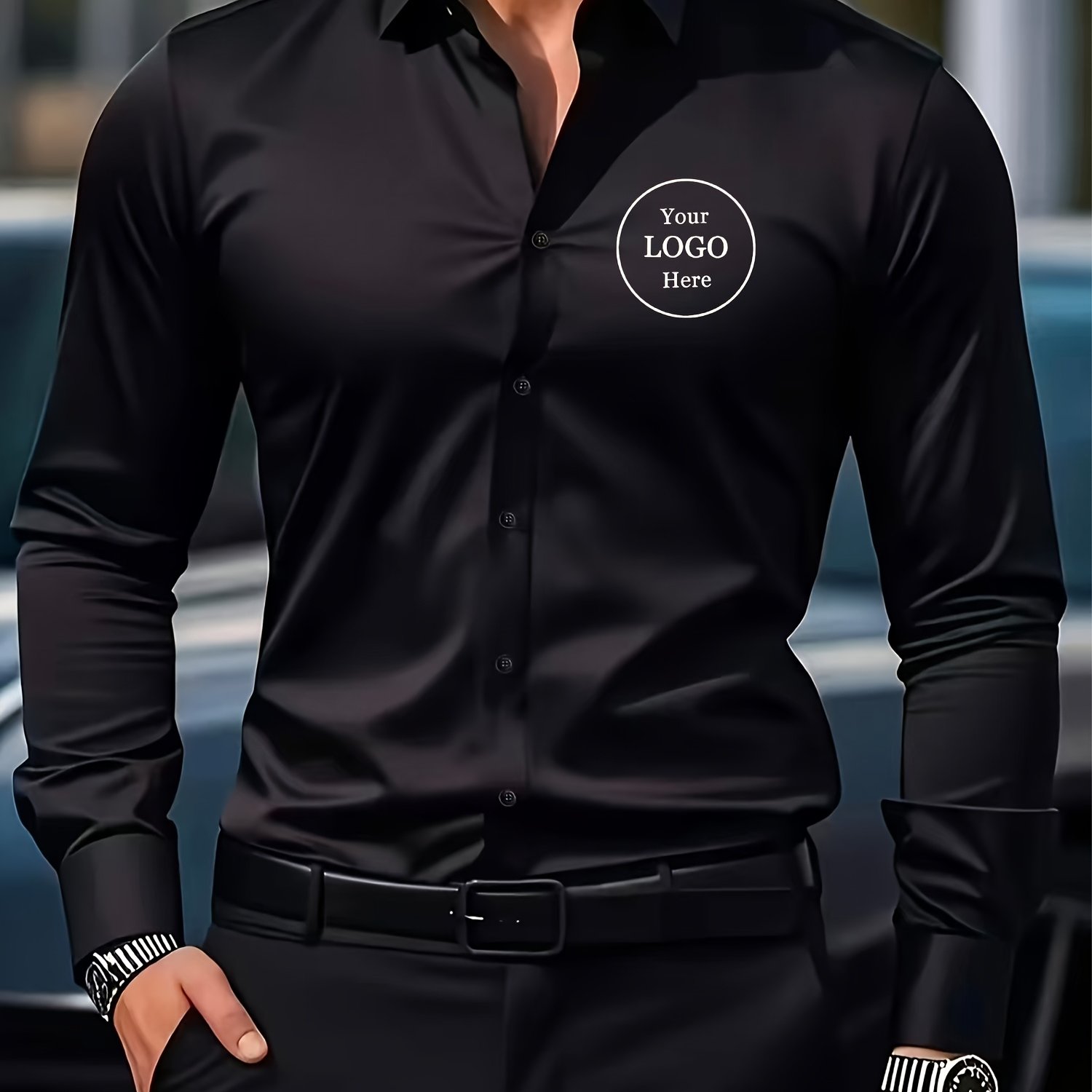 TEMU Custom Men's Shirt Custom Logo Work Uniform Business Dress Shirt Men