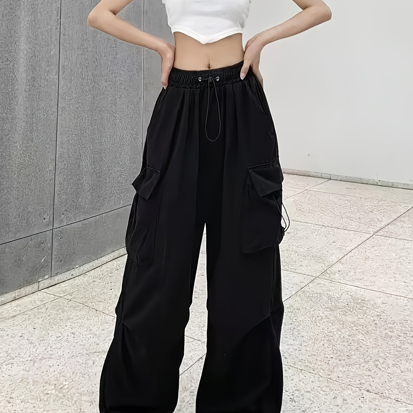 E-shop High--Style Designer-Cargohose für Damen, Neue lockere Weitbein-Hose mit geradem Schnitt großen von 2026, Lässige Vintage-Jogginghose, Trendig