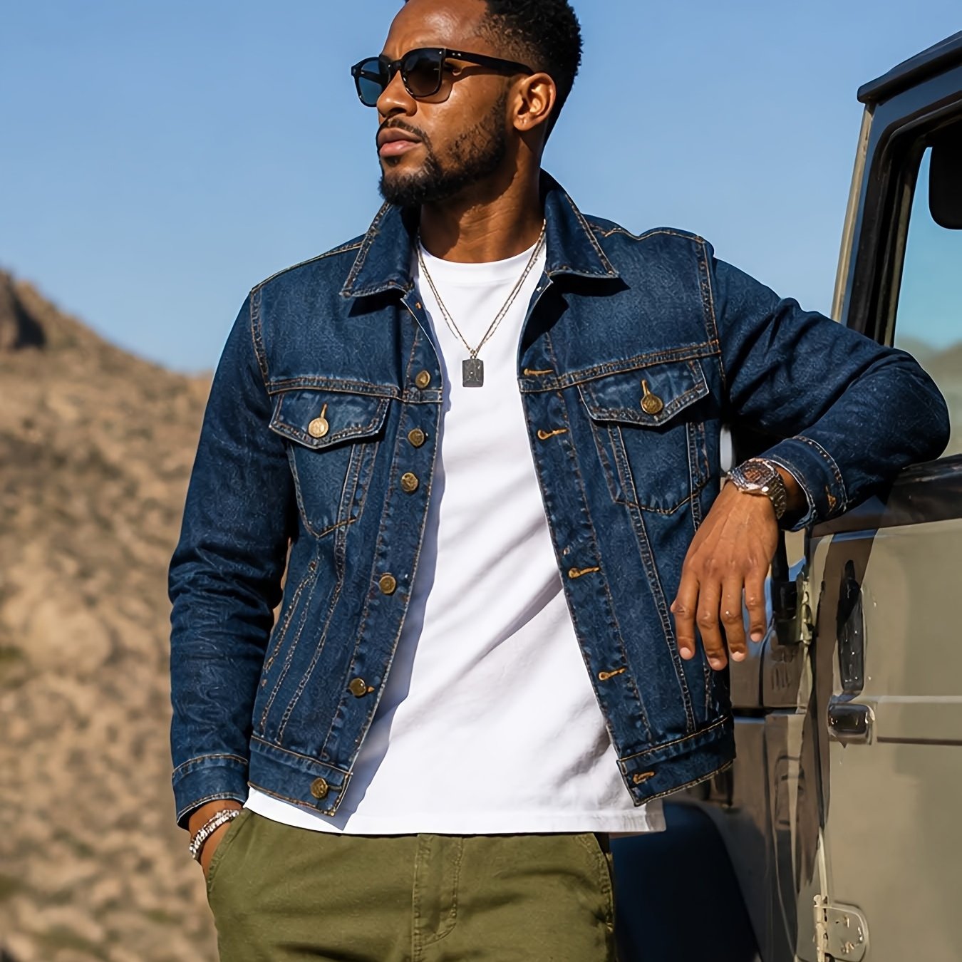 Men's Washed Denim Trucker Jacket, Washed Vintage Denim Coat, Durable And Comfortable With Multi-, Suitable For Daily Commuting, Street Wear, And Travel, Versatile And Durable Denim Jacket