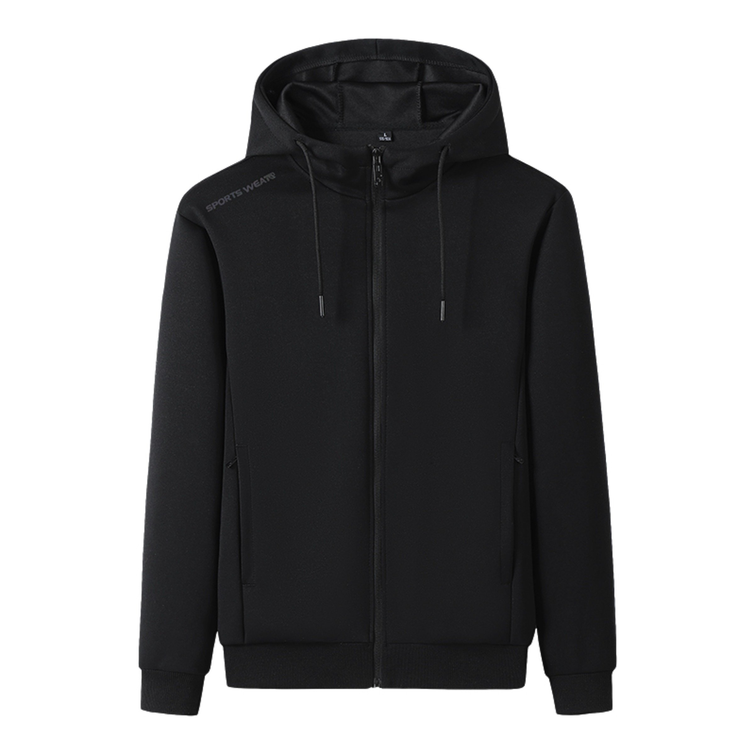 100% Men's Hooded Sweatshirt, Spring And Autumn Thin Cardigan, Single Jacket, Casual Sports Hooded Sweatshirt, Easy Side Seam Pocket, Ribbed Hem, Tapered Sleeve, Outdoor Jacket, Plus Size