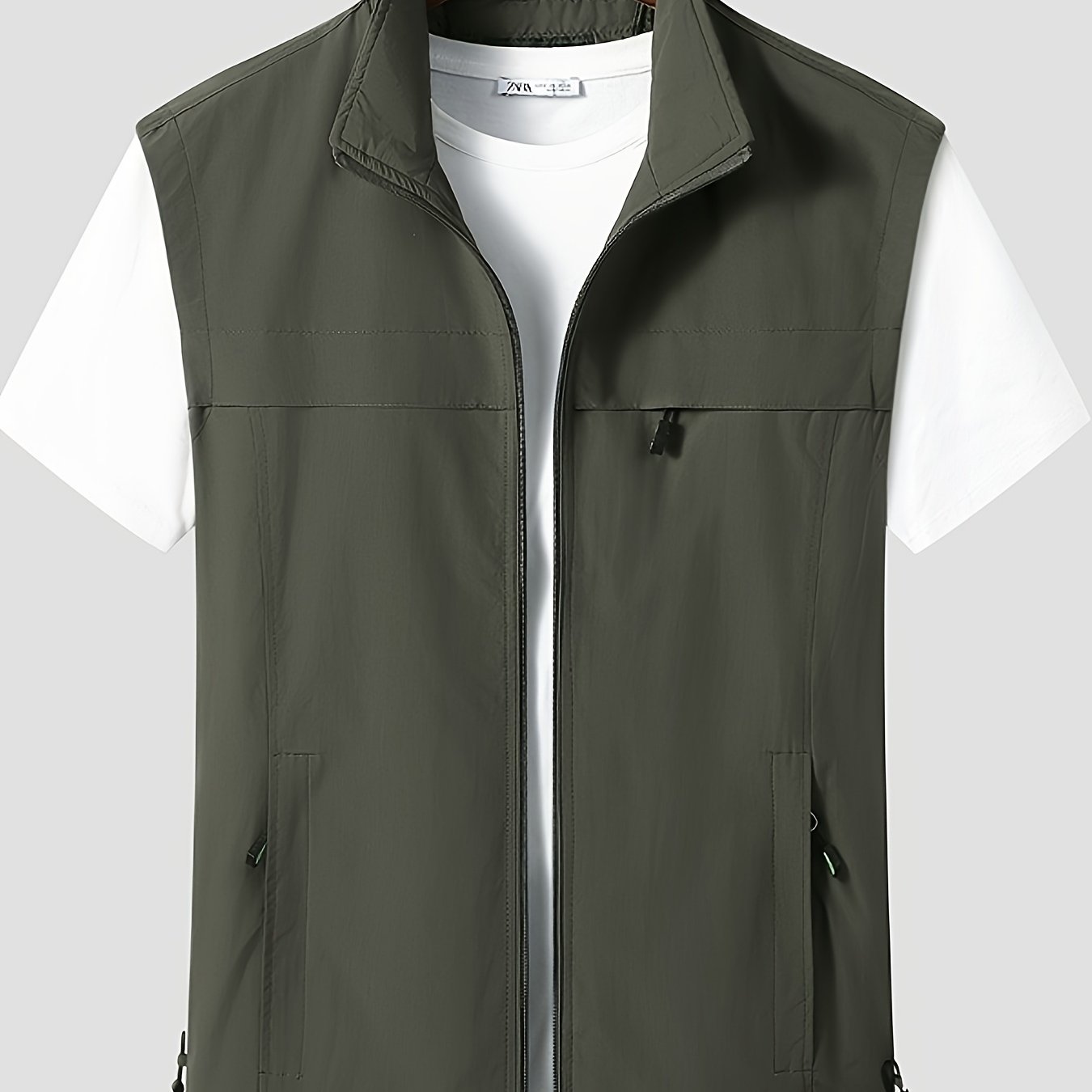 TEMU Men's Spring Summer Fall Collar Lightweight Vest, Outdoor Casual Versatile Sleeveless Camisole, Middle-aged Breathable Multi-functional Fishing