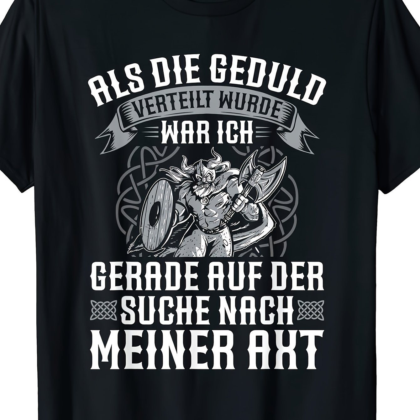 Image of Men's Axe & Sword T-shirt - Viking-themed Casual Round Neck Shirt Suitable For Birthdays, Gifts, Casual Attire, Machine Washable, For Home, Outdoors, Work - For Historical Apparel