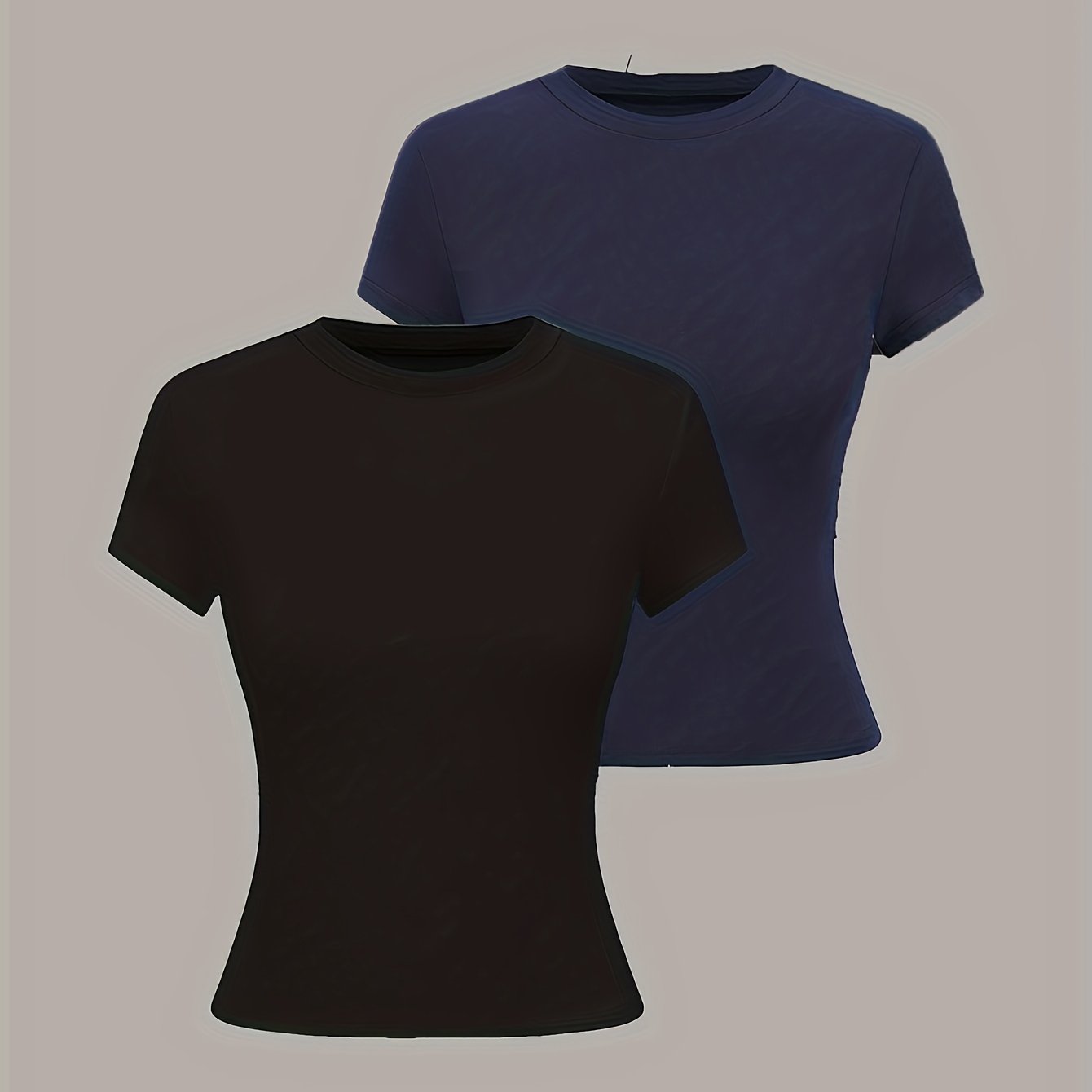 TEMU Summer Women's Round Neck Short-sleeved T-shirt, Easy , Slim Fit Shows Figure, Round Neck Design, Fashionable And Versatile, Machine Washable,