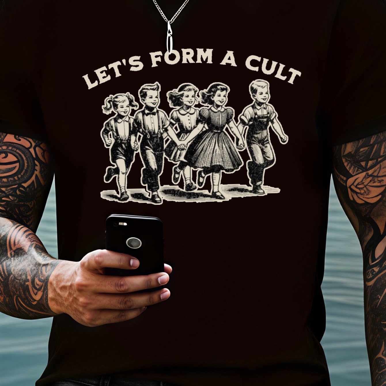 TEMU Men's & Women's Vintage , Retro Tee, Form A S Illustration Print, 100%, Casual Streetwear For Adults, 180g, T-shirt.