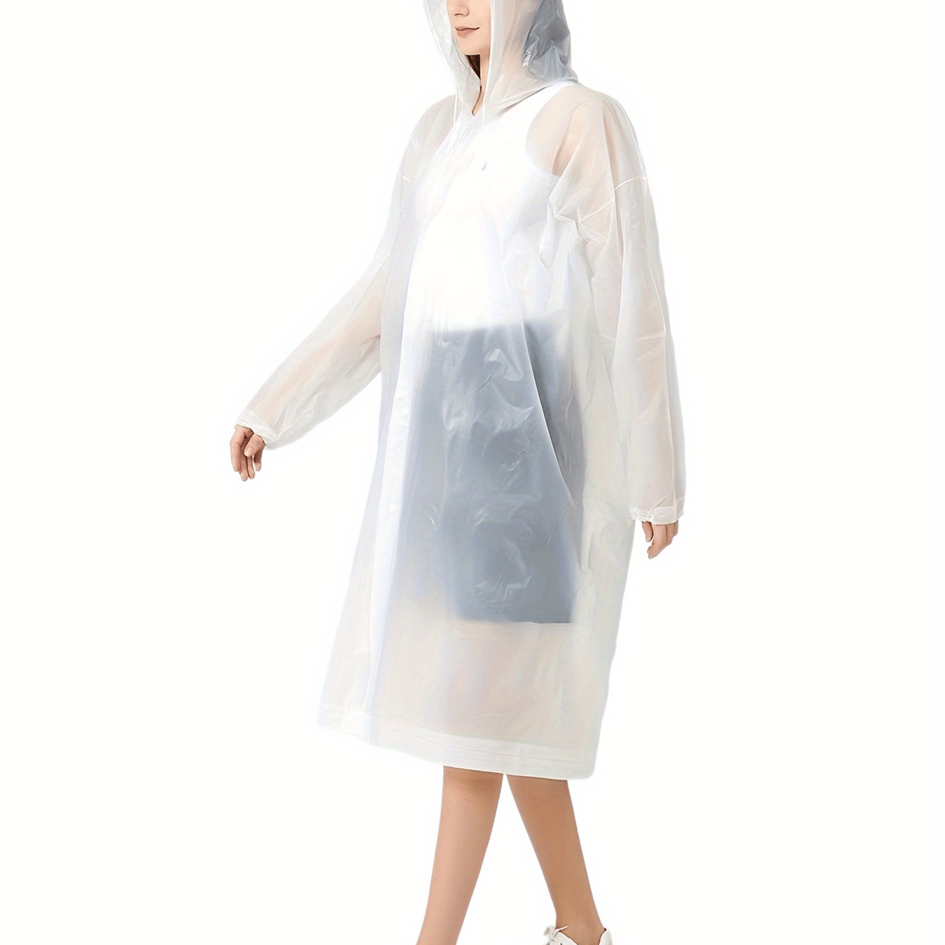 Image of Ultra-lightweight Reusable Rain Poncho, Adult Raincoat For Travel And Outdoor Cycling, Portable Drawstring Rainwear For Hiking, Compact Women's Rain Gear