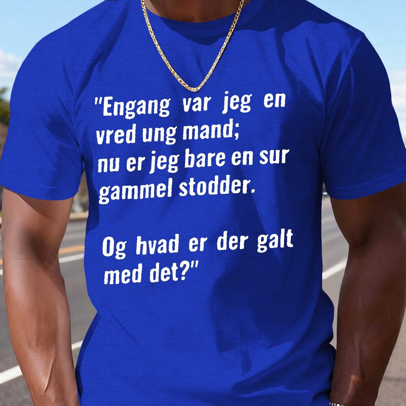 TEMU Men's Funny Danish T-shirt - "" & "lÃ¸gner" Danish Sayings, Casual Short Sleeve Round Neck Summer Top, Danish Language For Casual Attire & Danish