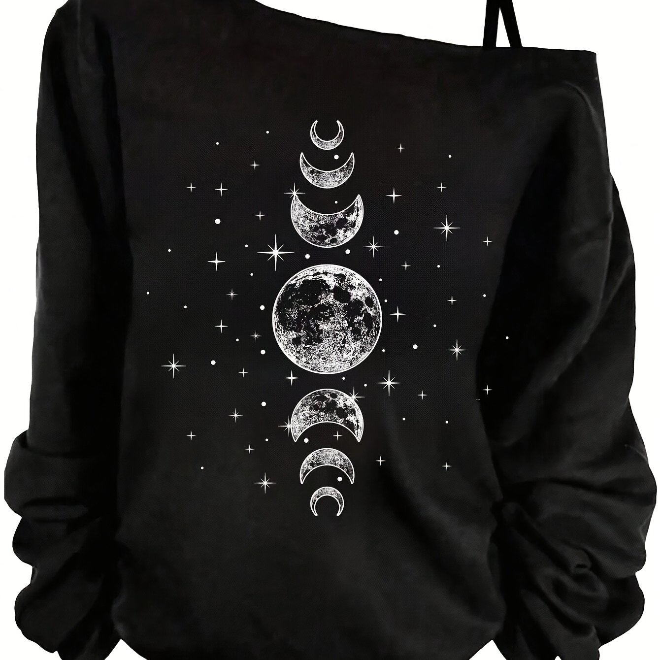 TEMU European And Sporty Style Off-shoulder Long Sleeve With Print