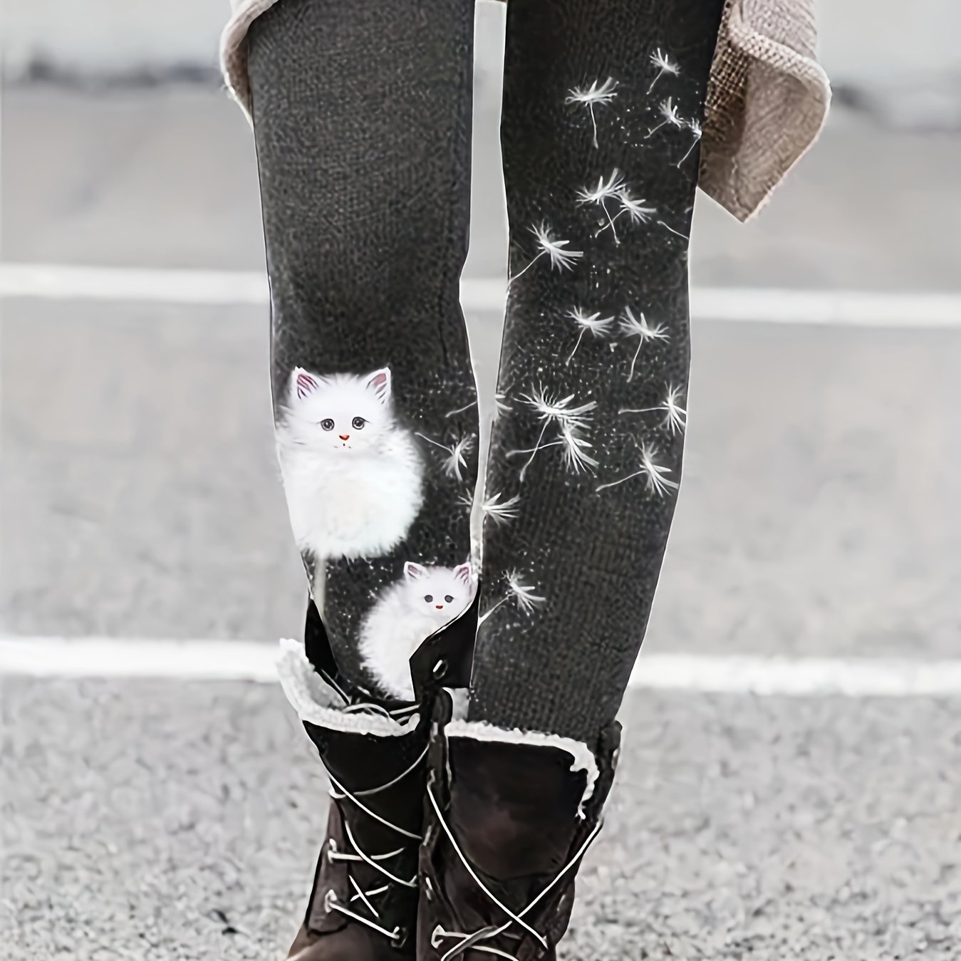 Targeted Grading Women's New Leggings Kitten Print Stretch Tights