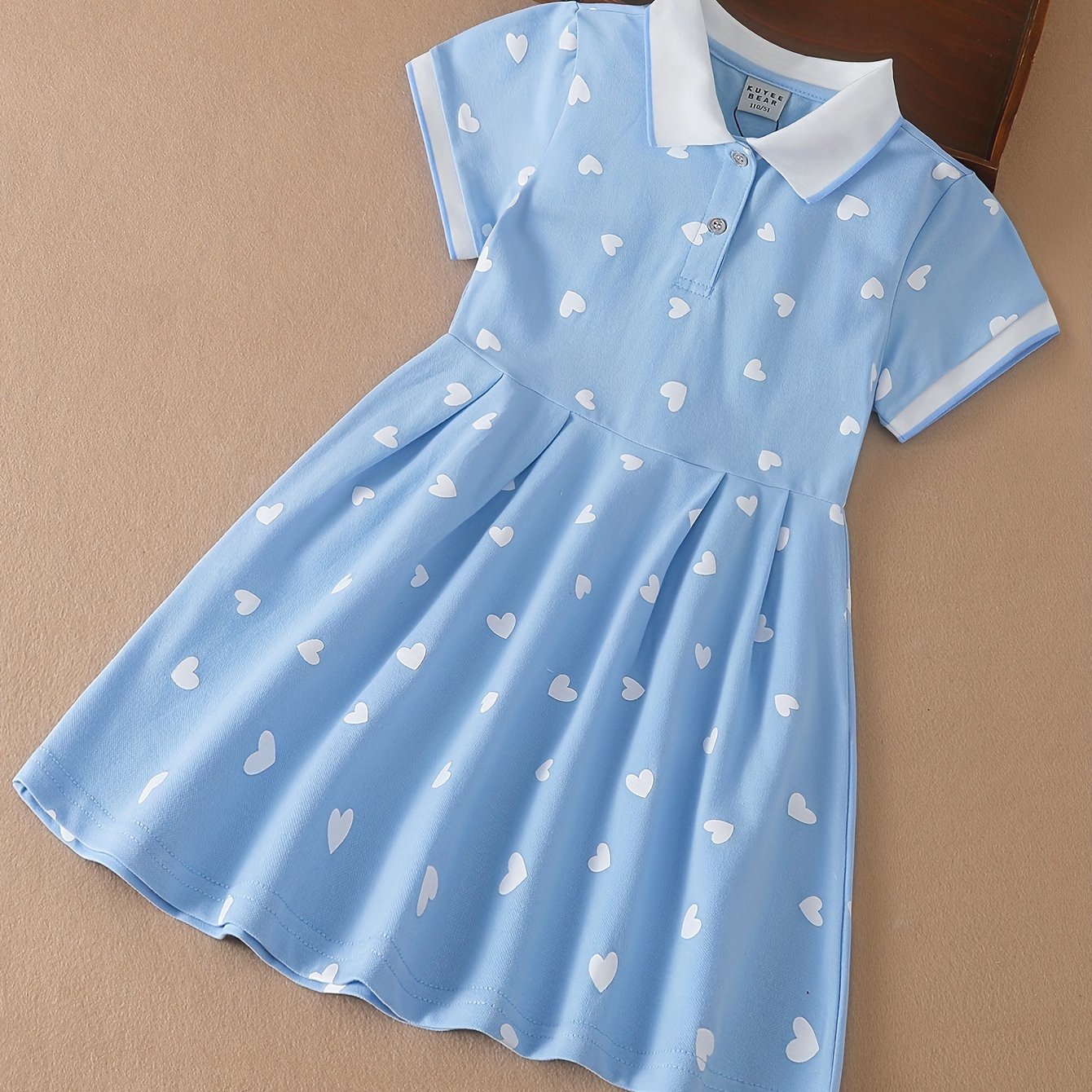 Image of Girls' Dress, Children's Dress With Sweet Heart Print, Summer Performance Outfit For Middle To Older Toddlers, Preppy Style Skirt, New Summer Clothing