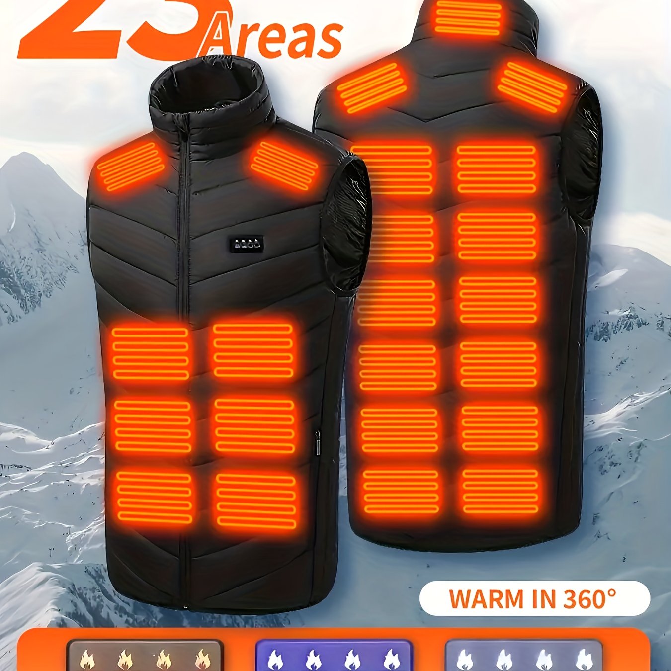 TEMU Men's Heated Vest, Couple Model, 23-zone Heating, Lightweight Warm Jacket, Suitable For Camping, Daily Commuting, For Extremely Cold Weather,