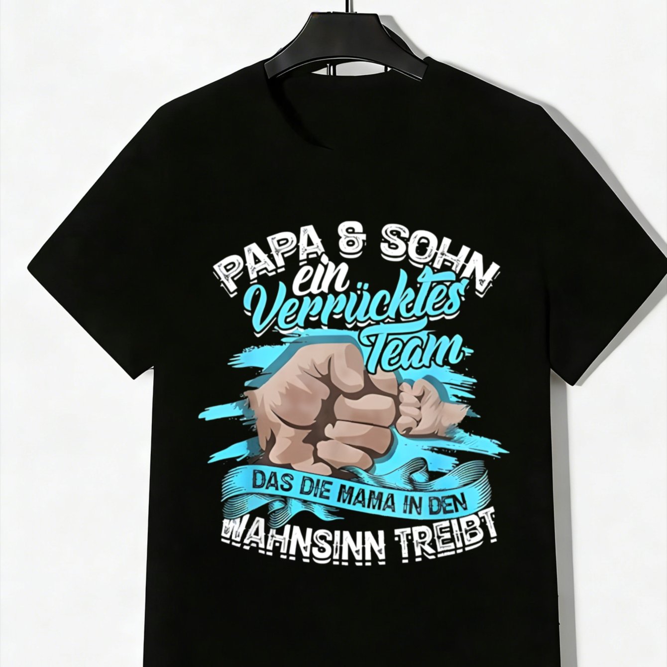 Black T Shirt And Son Crazy Team Graphic For Matching Outfits Casual Wear