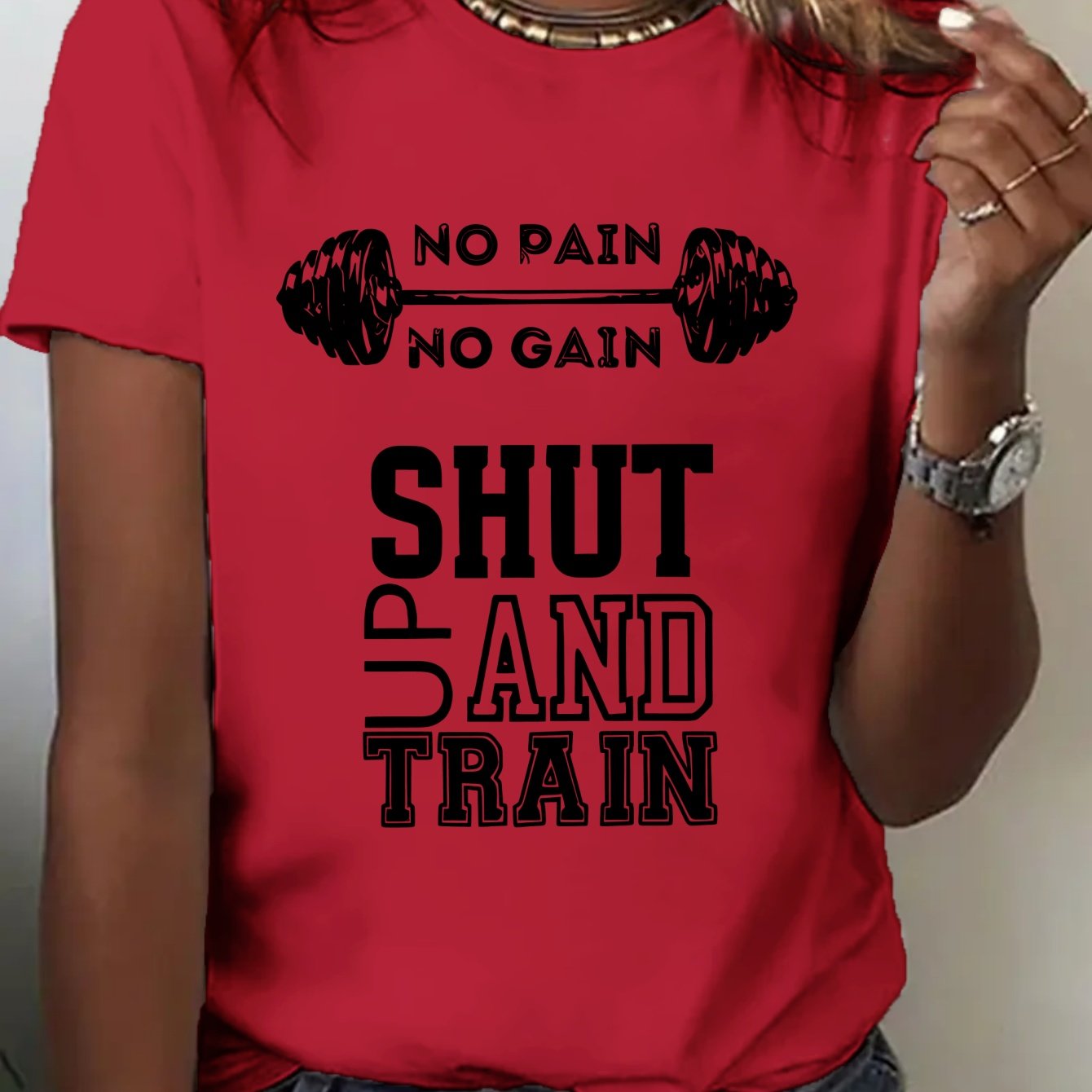 TEMU No No Printed Fashion Short Sleeves, Casual Short-sleeved Round Neck T-shirt, Women's Clothing