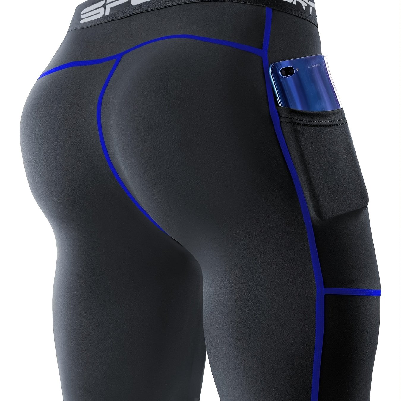 TEMU Shorts da Compressione con Tasche - Traspiranti ed Elastici, Ideali per Allenamento , Ciclismo e - Tessuto in Poliestere, Stile Sportivo, Unico,