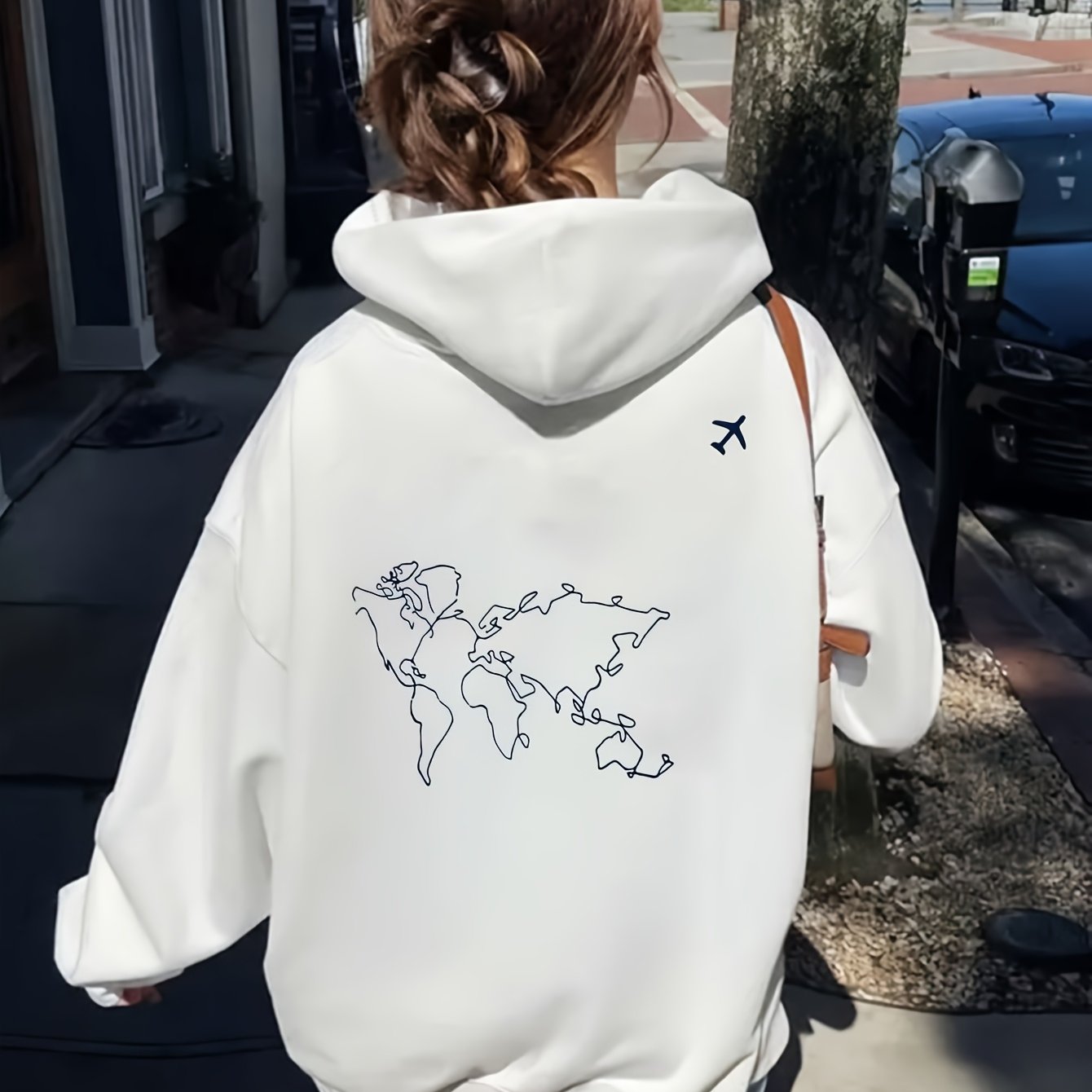 TEMU Fashion Versatile Ins Loose Letter Pattern Printed Hoodie, Spring And Autumn, Women's Clothing