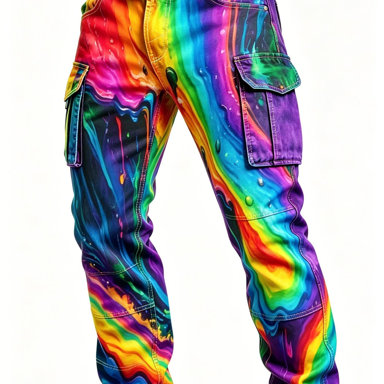 Image of Men' Fluid Cargo Pants Casual Streetwear Trousers For Daily Wear, Party, Music Festival