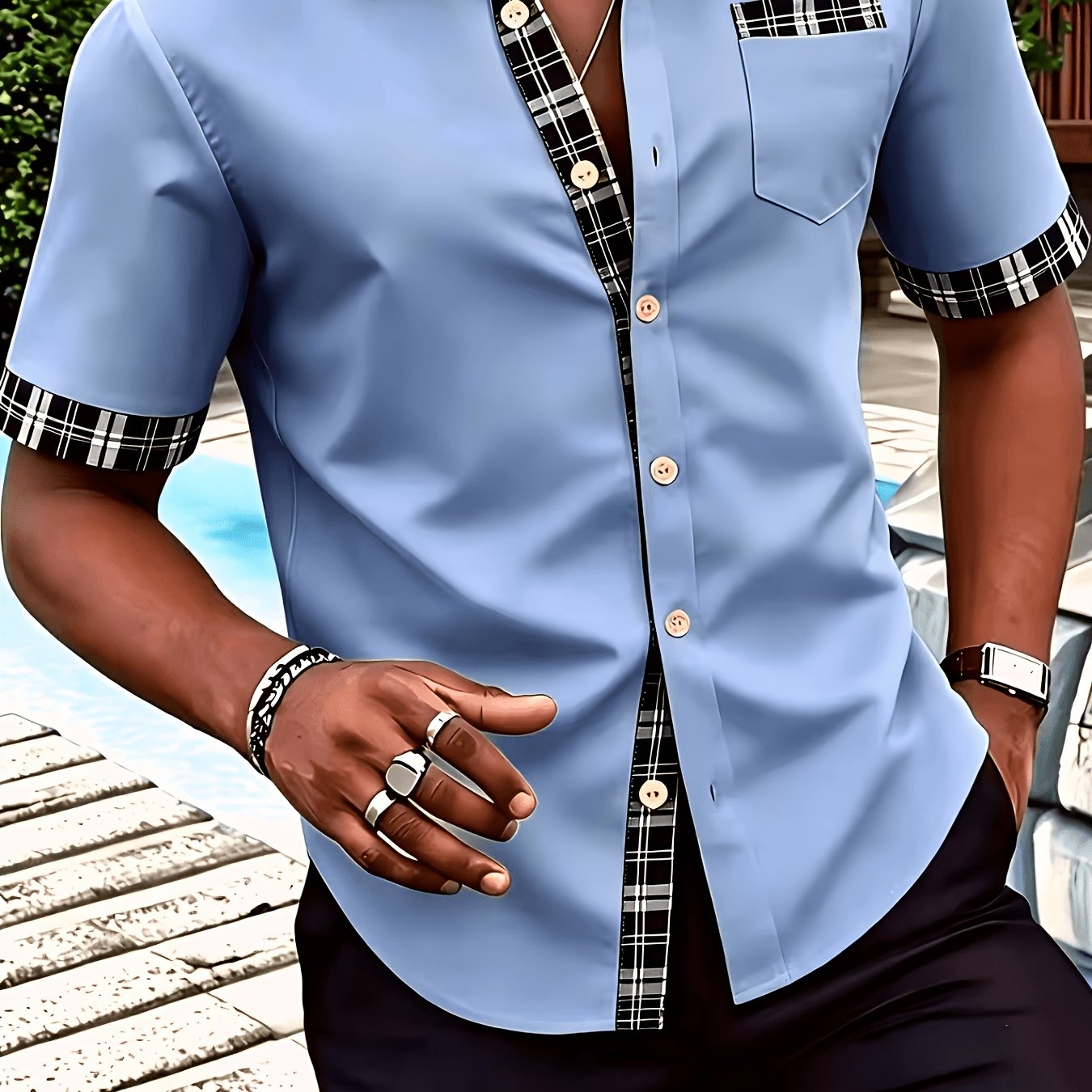 TEMU Summer: Men's Trim Short-sleeve Shirt, Breathable Casual Shirt