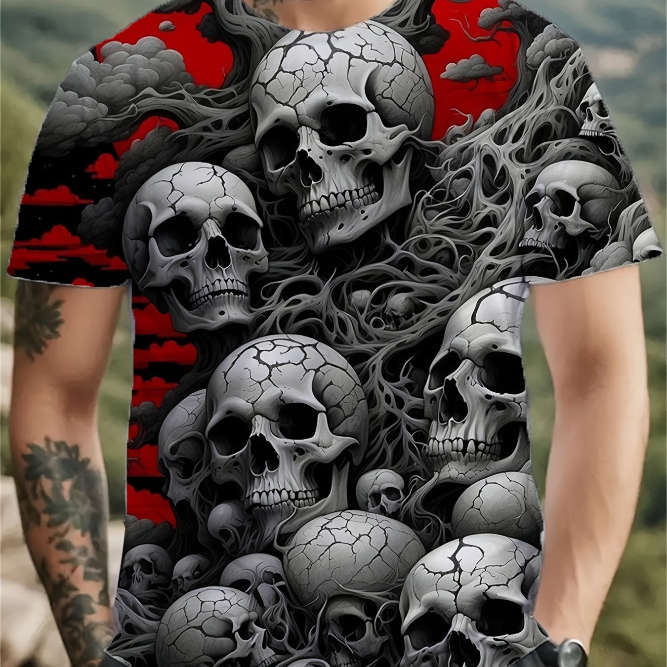 TEMU 2025 Summer Men's 3d Printed T-shirt, Strong Men's Casual Crew Neck T-shirt, Men's Novelty Sleepwear Men's Plus Size T-shirt, Colorful Pattern