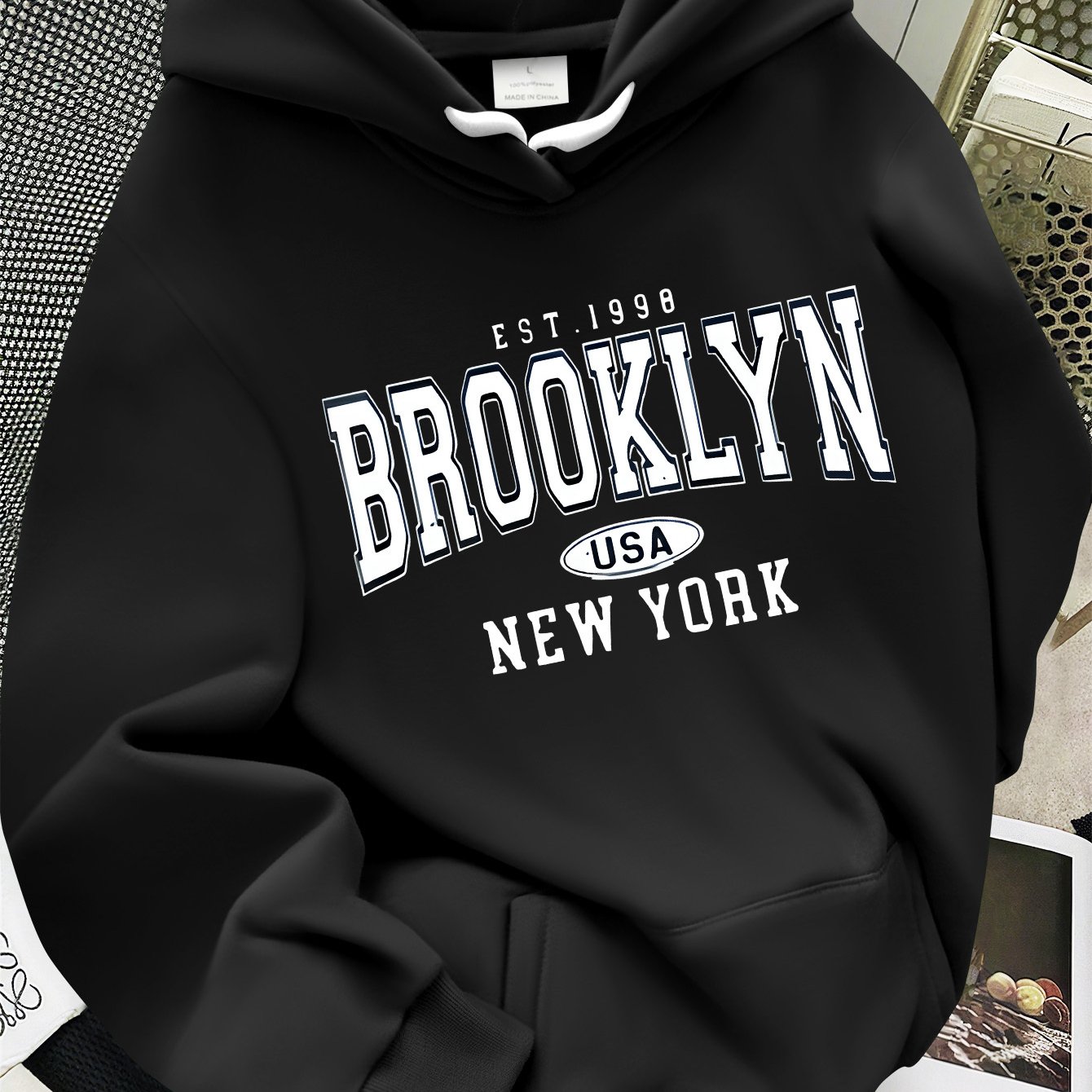Image of A Brooklyn Usa Theme Design Trendy Hoodie Men's Hoodie High Quality Thick Premium Sweatshirt Autumn Winter Wear For Casual Gift For Who Style
