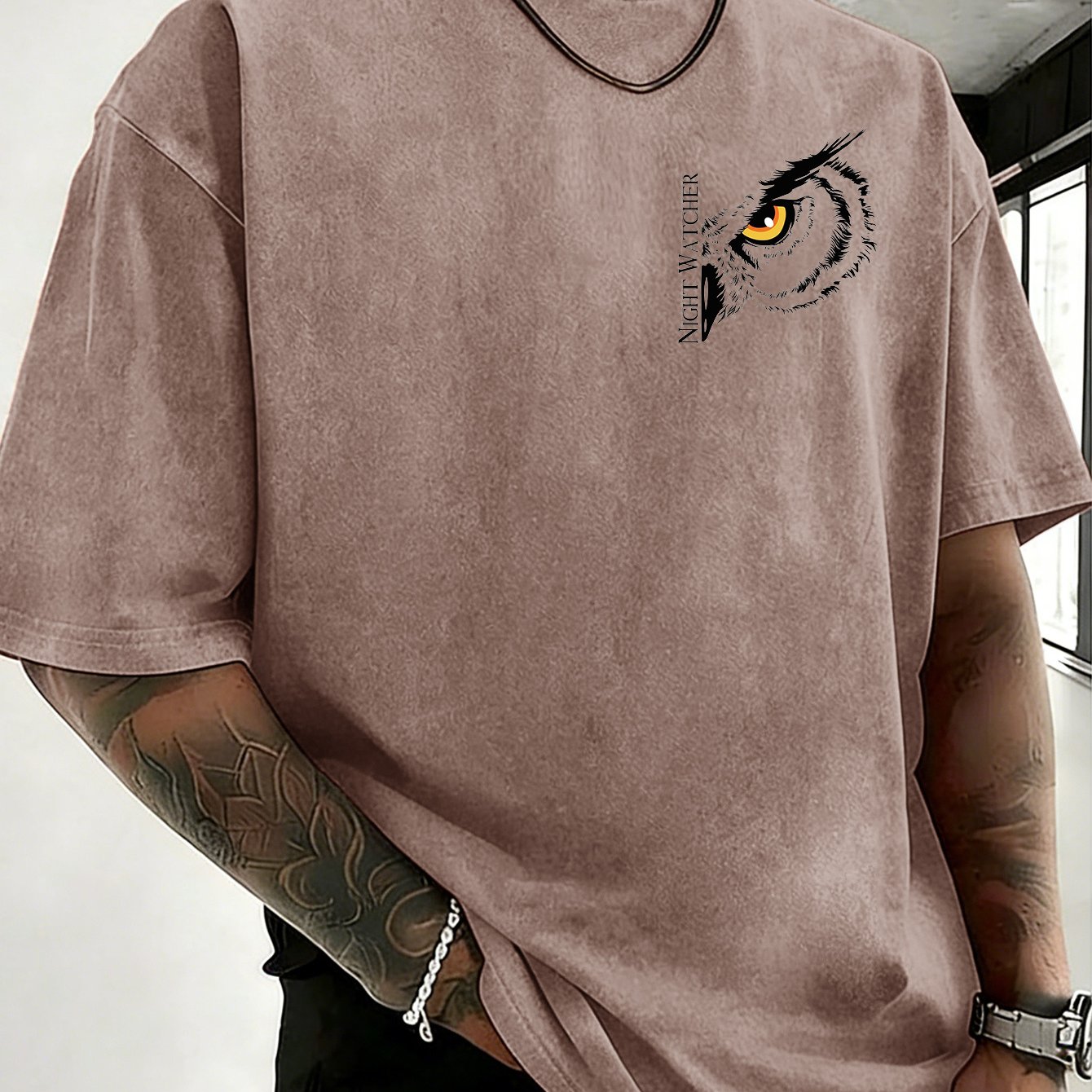 TEMU [printed Design-not Textured] Men's Casual Loose Oversized Fit, Soft Breathable Short Sleeve, Everyday Casual Versatile Top, Men's Plus Size