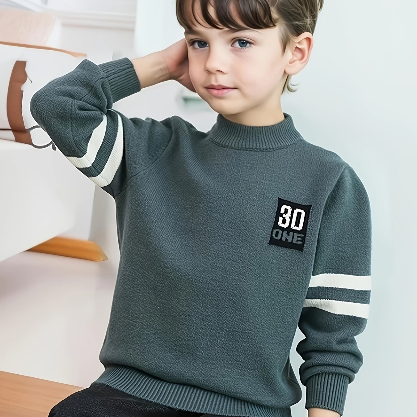 Boys' New Stylish Knitted Base Layer Pullover