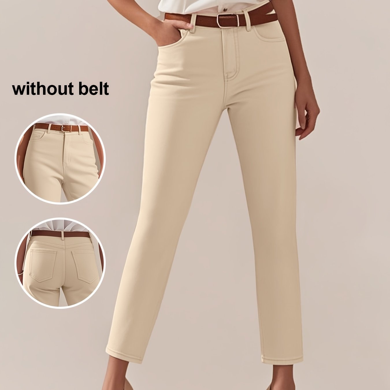 Jeans Femme Court Droit Élastique Taille Moulante Couleur Style Vintage Années 90, Pantalon Denim Décontracté Uni,…: retailer-supplied image