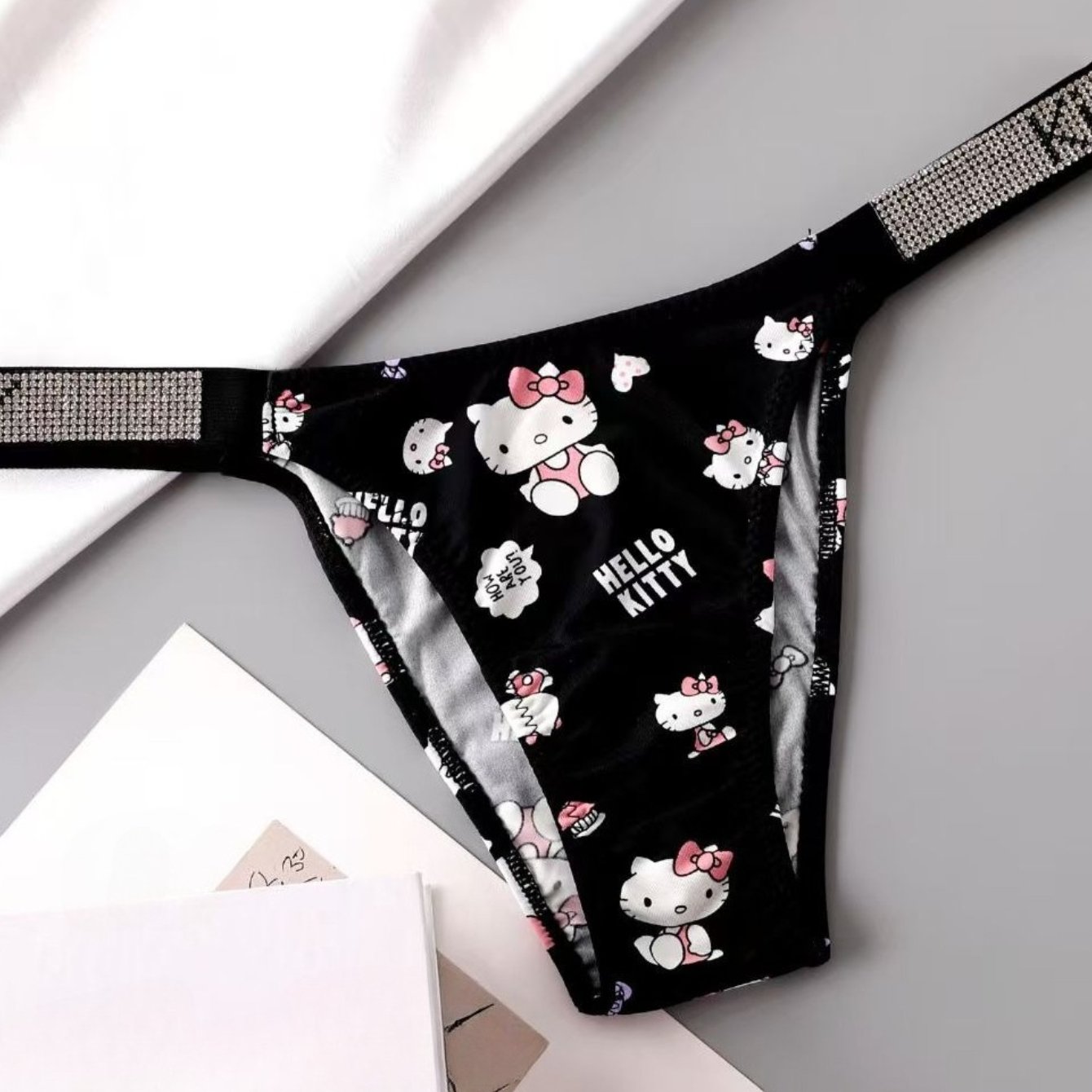 Authorized Stylish Underwear With Rhinestone Letter Prints And