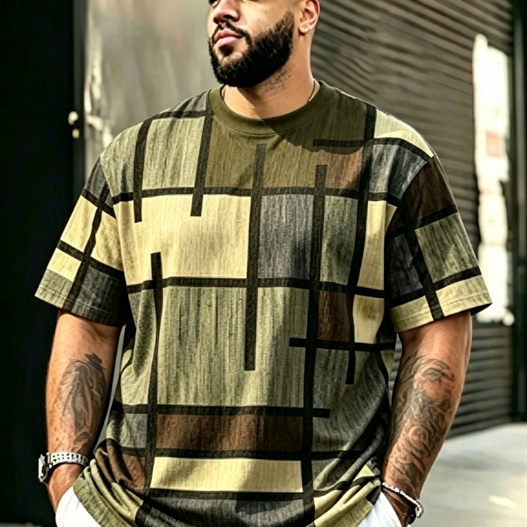 TEMU Plus-size Men's T-shirt, Men's Short-sleeve Base Layer, Crewneck Pullover Top, Versatile For Daily Wear, Stylish And Casual, Suitable For Of