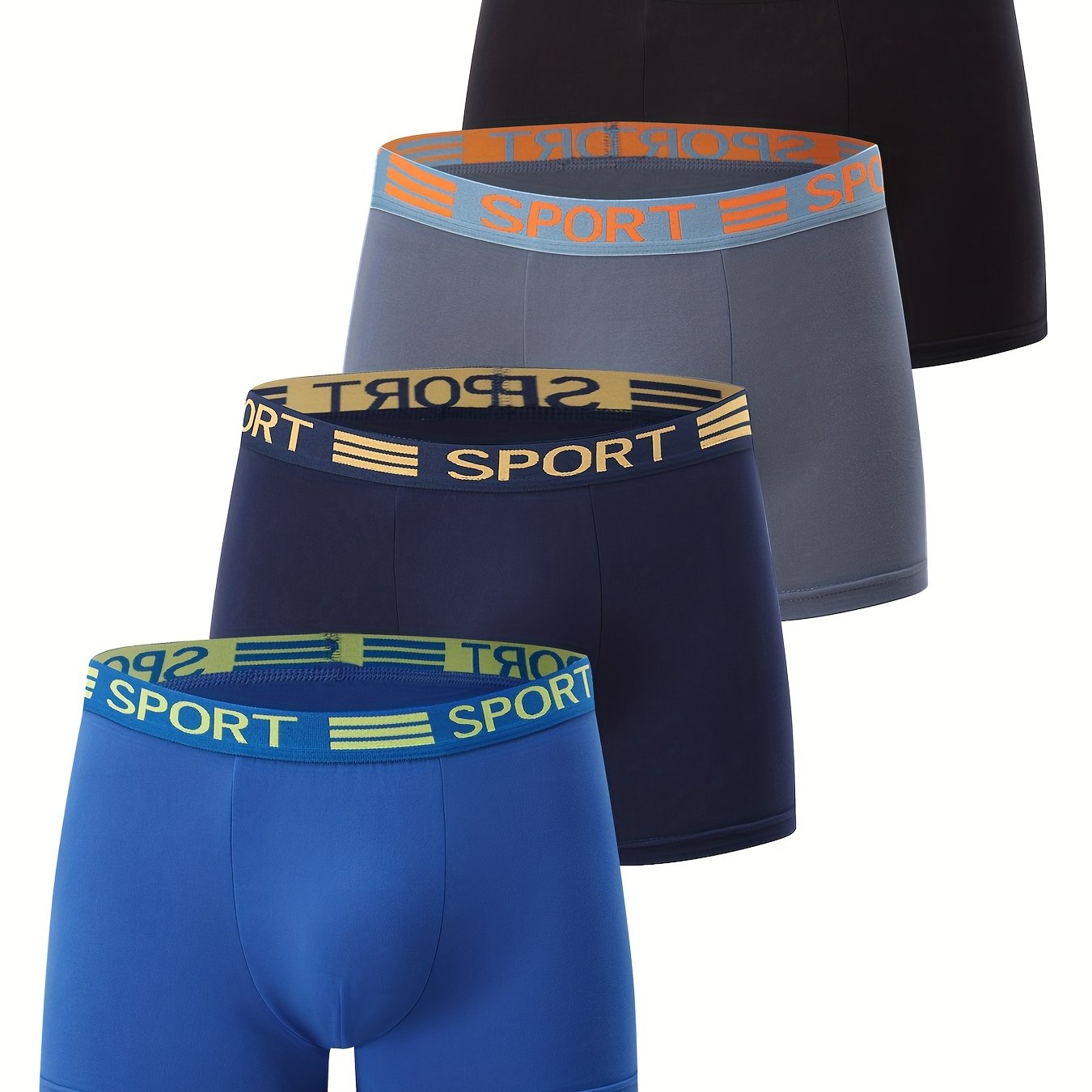 E-shop 4er-Set Teenager-Slips SPORT Fashion Print Elastischer Bund Einfarbig Vielseitiger Basic-Stil Outdoor 14 Jahre und älter Teenager Sportlicher