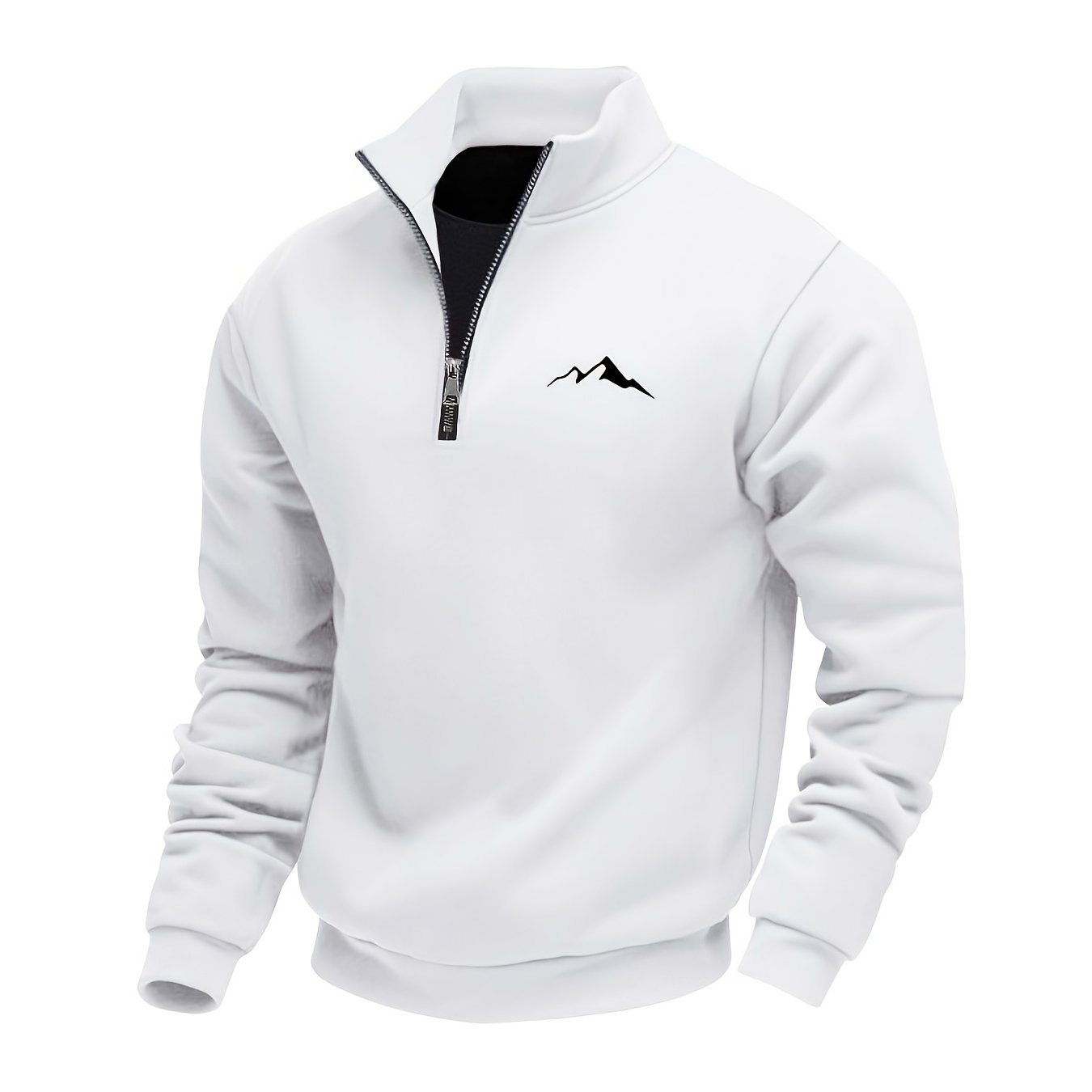 TEMU Autumn Winter Solid Color Fleece Sports Sweatshirt Men's Casual Commuting Outdoor Hiking All-match Warm Clothing Winter Clothes For Men